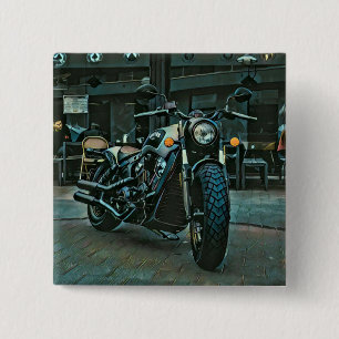Badge Carré 5 Cm cadeau motocyclette rétro