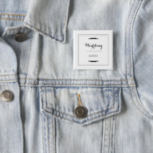 Badge Carré 5 Cm Cadeau Personnalisé Élégant de Mariage Moderne sur