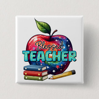 Badge Carré 5 Cm Cadeau pour Enseignant | Enseignant Bienheureux