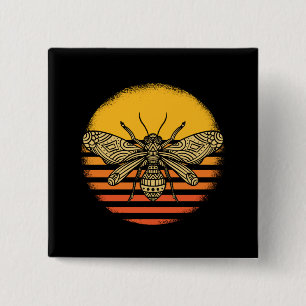 Badge Carré 5 Cm Cadeau Rétro Apiculture Apiculteur Abeille