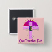Badge Carré 5 Cm Cadeaux catholiques de jour de confirmation pour (Devant & derrière)
