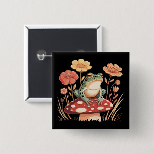 Badge Carré 5 Cm Cadeaux d'amoureux de grenouille botanique Fleur f