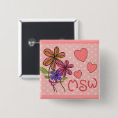 Badge Carré 5 Cm Cadeaux d'assistant social (Devant & derrière)