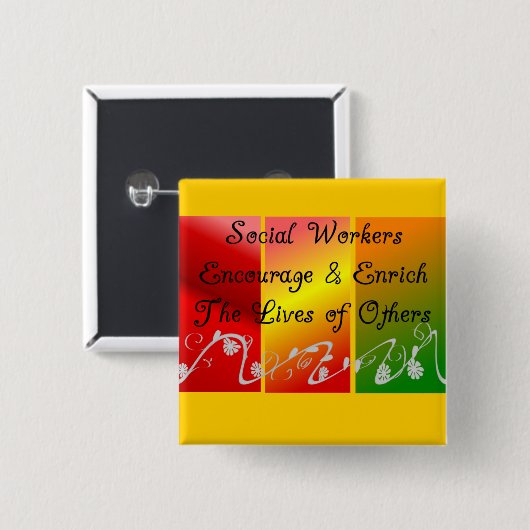 Badge Carré 5 Cm Cadeaux d'assistant social (Devant & derrière)