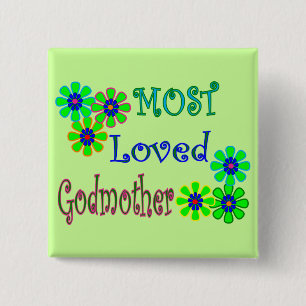 Badge Carré 5 Cm Cadeaux de "la plupart de marraine aimée"