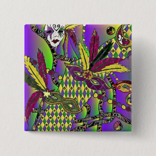 Badge Carré 5 Cm Cadeaux de vêtements de masques à plumes de Mardi