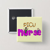 Badge Carré 5 Cm Cadeaux d'infirmière de PICU (Devant & derrière)