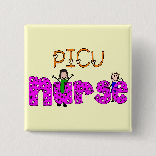 Badge Carré 5 Cm Cadeaux d'infirmière de PICU (Devant)