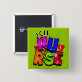 Badge Carré 5 Cm Cadeaux d'infirmière d'ICU, conception Artsy de (Devant & derrière)