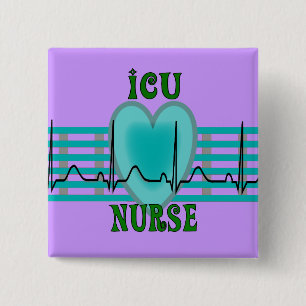 Badge Carré 5 Cm Cadeaux d'infirmière d'ICU, QRS et conception de