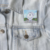 Badge Carré 5 Cm Cadeaux et accessoires Poméraniens blancs (En situation)