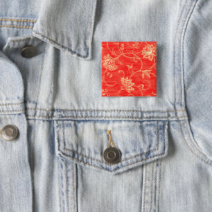 Badge Carré 5 Cm Cadeaux floraux rouges et blancs