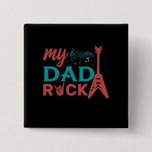 Badge Carré 5 Cm Cadeaux papa Mon Papa Rock