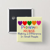 Badge Carré 5 Cm Cadeaux pédiatriques d'infirmière (Devant & derrière)