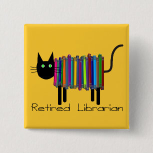 Badge Carré 5 Cm Cadeaux retirés de chat de livre de bibliothécai