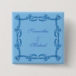 Badge Carré 5 Cm Cadre bleu