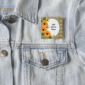 Badge Carré 5 Cm cadre carré de fleur de bouton (En situation)