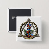 Badge Carré 5 Cm Caducée d'art dentaire (Devant & derrière)