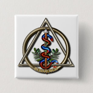 Badge Carré 5 Cm Caducée d'art dentaire