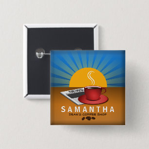Badge Carré 5 Cm Café Café Numéro d'identification du personnel Éti
