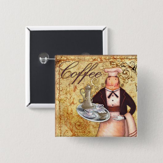 Badge Carré 5 Cm Café de chef (Devant & derrière)