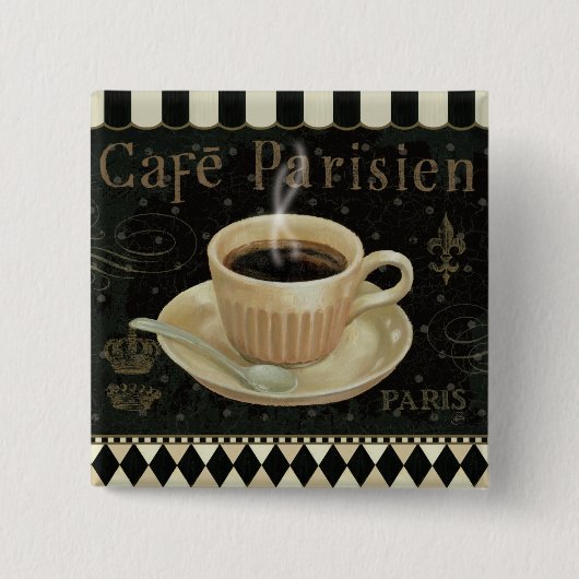 Badge Carré 5 Cm Café Parisien (Devant)