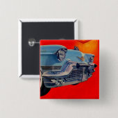 Badge Carré 5 Cm Calandre Cadillac bleue des années 1950 (Devant & derrière)