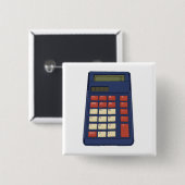 Badge Carré 5 Cm Calculatrice des années 80 90 Math School Nostalgi (Devant & derrière)
