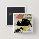 Badge Carré 5 Cm Calendrier des affiches 1897 (Devant & derrière)