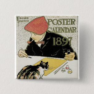 Badge Carré 5 Cm Calendrier des affiches 1897