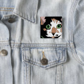 Badge Carré 5 Cm Calico Cat (En situation)