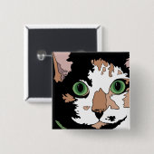 Badge Carré 5 Cm Calico Cat (Devant & derrière)
