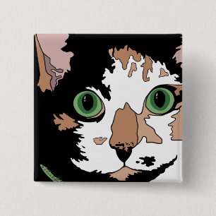 Badge Carré 5 Cm Calico Cat