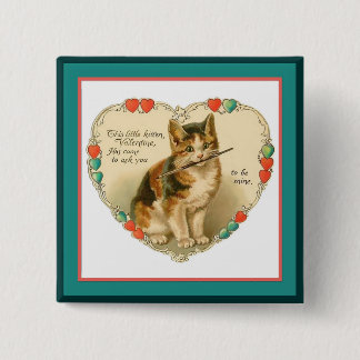 Badge Carré 5 Cm Calico Kitten dans le coeur