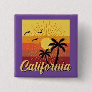 Badge Carré 5 Cm California Design - Bouton Carré