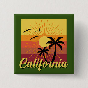 Badge Carré 5 Cm California Design - Bouton Carré