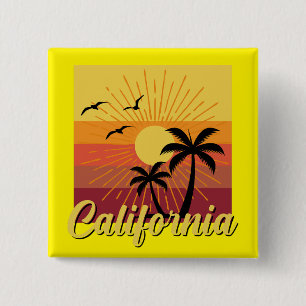 Badge Carré 5 Cm California Design - Bouton Carré