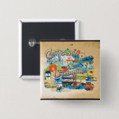 Badge Carré 5 Cm California Dreaming (Devant & derrière)