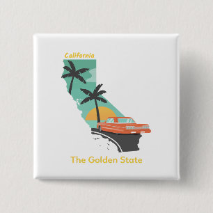 Badge Carré 5 Cm California Golden State Drive