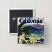 Badge Carré 5 Cm Californie cet été (Devant & derrière)