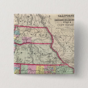 Badge Carré 5 Cm Californie, Oregon, Washington, Utah, Nouveau-Mexi