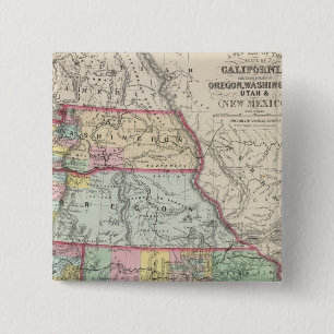 Badge Carré 5 Cm Californie, Oregon, Washington, Utah, Nouveau-Mexi