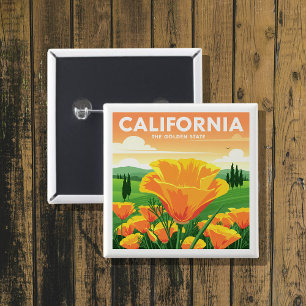 Badge Carré 5 Cm Californie vintage