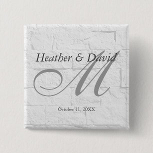 Badge Carré 5 Cm Calligraphie de monogramme de mariage sur mur de b