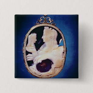 Badge Carré 5 Cm Camée de Sardonyx soutenant le profil de Livia