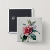 Badge Carré 5 Cm Camélia (Devant & derrière)