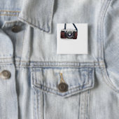 Badge Carré 5 Cm Caméra Vintage vintage (En situation)