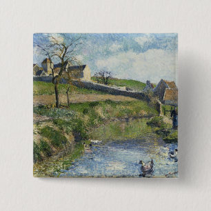 Badge Carré 5 Cm Camille Pissarro   la ferme chez Osny, 1883