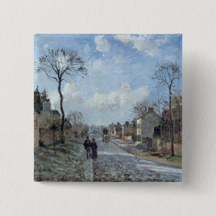 Badge Carré 5 Cm Camille Pissarro la route à Louveciennes, 1872