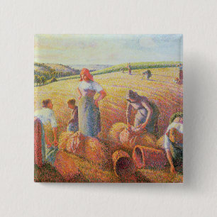 Badge Carré 5 Cm Camille Pissarro les glaneurs, 1889